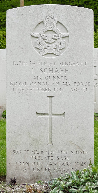F/Sgt Leonard Schaff<br /><br /><br />died on active duty - October 14th, 1944